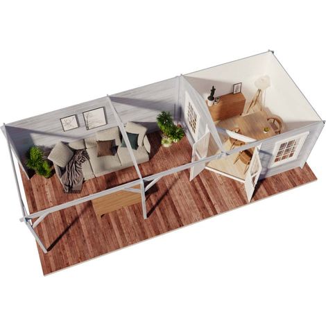 Alpholz Gartenhaus Mississippi Gartenhaus aus Holz, Holzhaus mit 34 mm Wandstärke inklusive Terrasse, Blockbohlenhaus mit Montagematerial