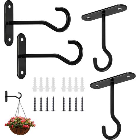 4 Pièces Métal Mur Crochet, Crochets de Plafond, Support pour Plantes Suspendues (1/5)