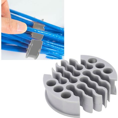 Organisateur de câbles réseau Ethernet pour câbles blindés CAT 5, CAT 5E et CAT 6 (gris, compatible CAT5) (1/5)
