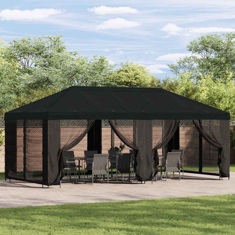 vidaXL Garden Gazebo 6 x 3 m Black Polyester and Steel 190