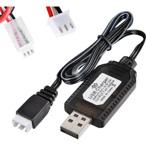 Câble de Charge 7,4 V pour Batteries Rechargeables JST-XH-3P Broches, pour Jouets RC Télécommandés, Voitures, Trains, Drones, Camions, Bateaux, Avions, Quadricoptères (1/5)