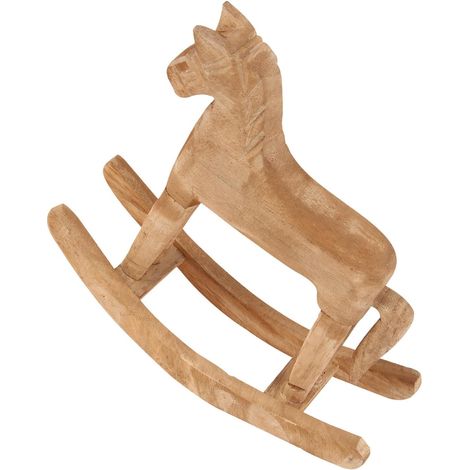 2pièces Lot de Figurines Chevaux Bascule Bois Sculptures Animaux Zodiaque Chinois Ornement Bureau Sculpté Collectionner Maison (1/5)