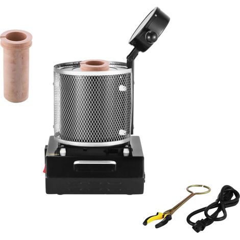 Four de fusion d'or électrique numérique 1350W, température max 1150°C, machine à fondre avec creuset céramique 1 kg, pour fonte et affinage des métaux précieux, or, argent, aluminium (1/5)