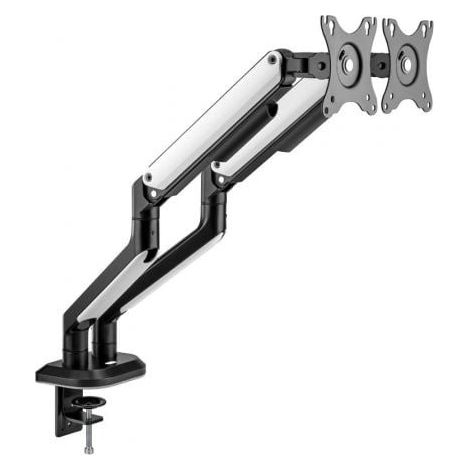 AISENS - SOPORTE DE MESA RGB GAMING CONTRAPESO GIRATORIO E INCLINABLE PARA MONITOR/TV 9KG (3 PIVOTES, 2 BRAZOS) DE 17-32, NEGRO-BLANCO (1/2)