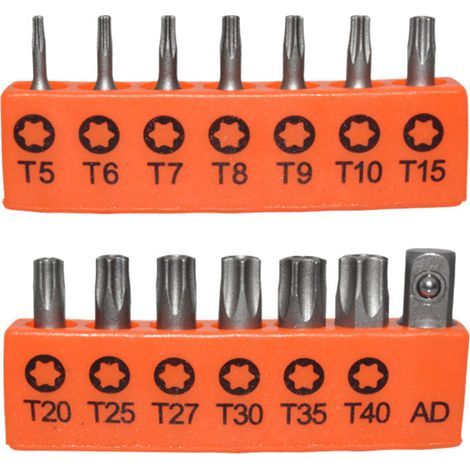 Tournevis Étoile Antidérapant - Jeu de 14 Embouts T5 à T40 en Acier S2 - Pour Réparation Automobile Électronique et Domestique (1/5)