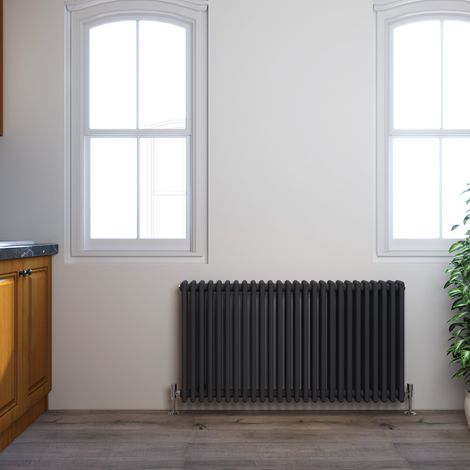 ELEGANT Traditional Radiator Anthracite Triple Horizontal Cast Iron Grey Radiator - Perfect for Kithcen, Living Room, Bathroom Radiators 3 Column 600 x 1190 mm (1/5)