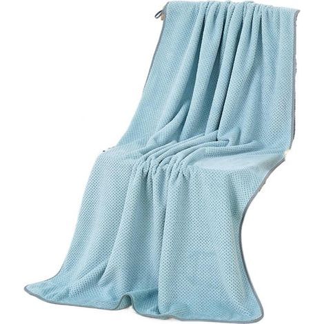 Set di asciugamani in spugna, composto da un telo da bagno in pile di corallo (70 x 140 cm) e un telo doccia (35 x 75 cm), 2 pezzi. Colore: azzurro. (1/5)
