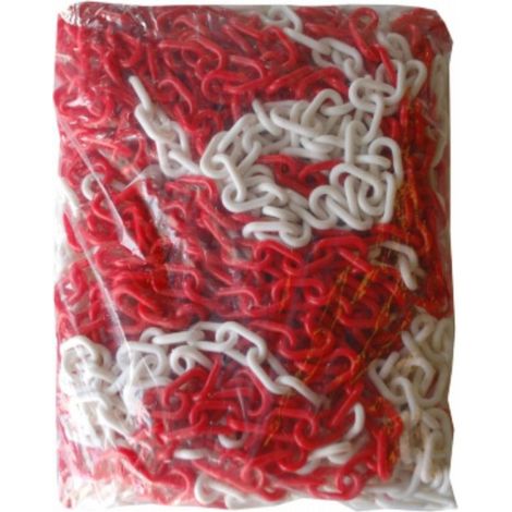 FPLUS cadena plastico blanc.roj.x25 mts.8mm , Cadena plastico rojo y blanco.