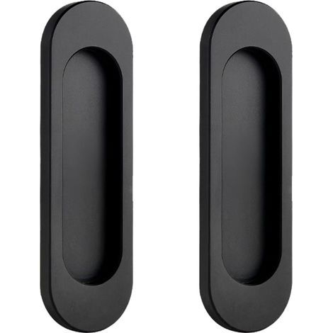 Lot de 2 Poignée de Porte Interieur Poignées Porte Coulissante Noires Ovales Auto-Aadhésives Poignée De Cuisine Sans Perçage Poignée Placard en Alliage d'aluminium Poignée Meuble Cuisine (1/5)