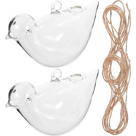 2 pots de fleurs suspendus en verre forme d'oiseau Design original et minimaliste (1/5)
