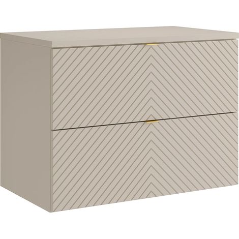 Mobile bagno sospeso sotto lavabo a spina di pesce con ripiano Beige 80 cm - DORIONI (1/4)