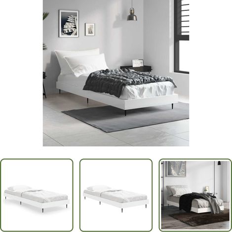 Cadre de lit blanc - Cadre de lit sans matelas blanc 75x190 cm bois d'ingénierie (1/5)