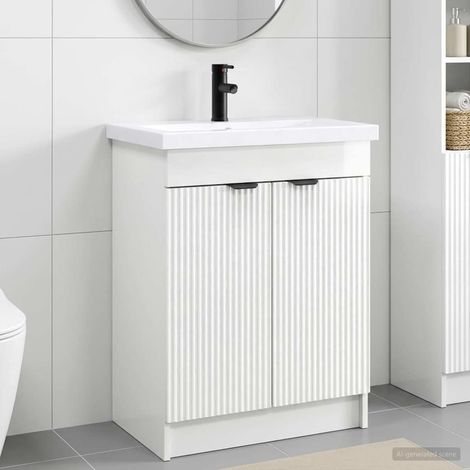 vidaXL Ensemble de mobilier de salle de bain Blanc brillant (1/5)