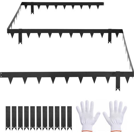 Mophorn Borde de Césped de Acero Galvanizado, 1016 x 114 mm, 11 Placas de Conexión, 10 Piezas de Delimitador Metálico, Bordura de Jardín con Guantes para Senderos y Parterres de Paisajismo (1/5)