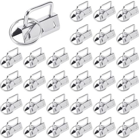 Lot de 30 clips en métal argenté pour sangle de sangle, pièces perforées en métal, clips avec bordure, clips porte-clés (1/5)