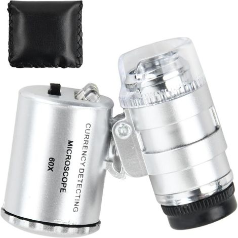 Microscope Portable 60X   Loupe Numérique LED, Lumière UV, Mini Microscope de Poche pour Enfants, Bijoux, Monnaie et Textile