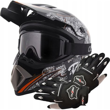 CASCO DA ENDURO QUAD ATV LEGGERO + OCCHIALI + GUANTI XL