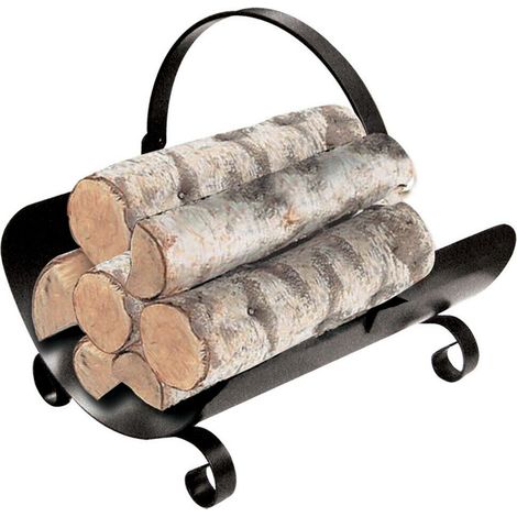 Porta legna per stufe e caminetti con manico In Ferro Battuto da cm 40x32x33 h (1/2)