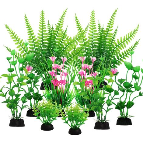 Plantes Artificielles d'Aquarium Lot de 10 Décorations de Réservoir de Poissons Accessoires d'Aquarium en Plastique pour Décor de Bassin de Poissons (1/5)