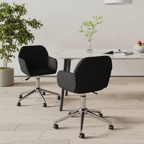 Esszimmerstühle 2 Stk. Drehbar Schwarz Stoff (1/5)