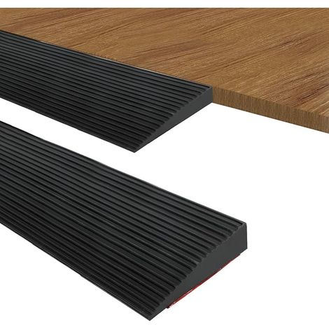 Threshold Ramp, Adhesive Door Threshold, Rubber Ramp for Wheelchairs, Rollators, Electric Scooters (Black, 200 x 8 x 2 cm) (1/5)