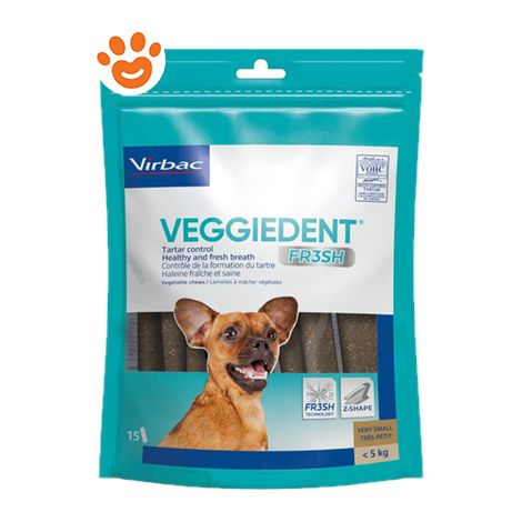 Virbac Dog Veggiedent Fr3sh Stick - Virbac Dog Veggiedent Fr3sh Stick - Confezione da 15 Stick Taglia XS ( 5 Kg)