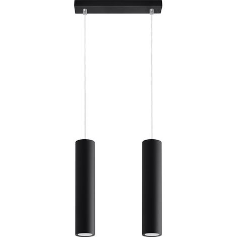 Lampe à suspension lampe à suspension en métal noir lampe suspendue cylindre noir noir moderne, en acier, 2x GU10, LxPxH 30x8x100 cm