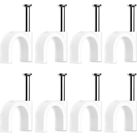 100 Pièces Cavalier Cable Electrique,Fixation Cable Electrique,Attache Fil Electrique,Attache Cable Mural,Clips de Cable(8mm) (1/4)
