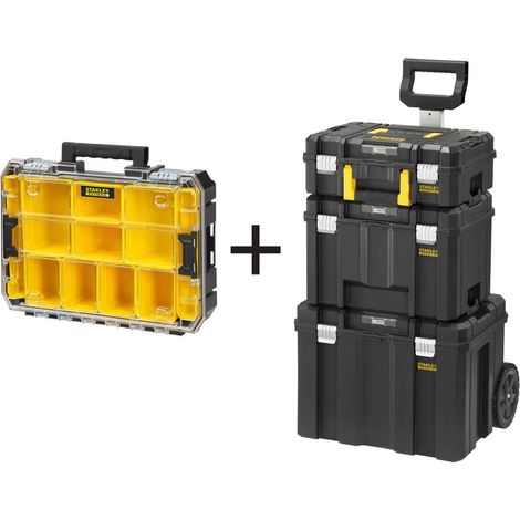 STANLEY FatMax PRO-STACK 4 Piece Mobile Tool Storage Tower INC Organiser Box (1/5)