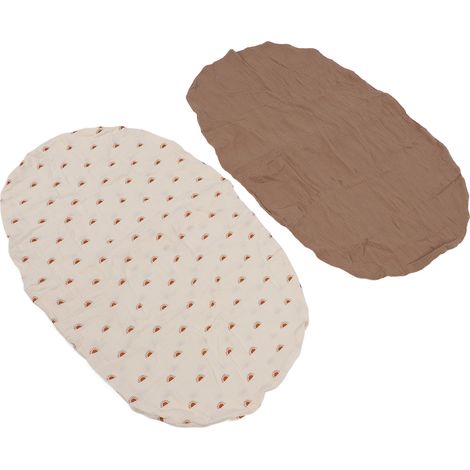 Lot de 2 draps-housses doux et respirants pour berceau bébé, motif marron et soleil, taille universelle (1/5)