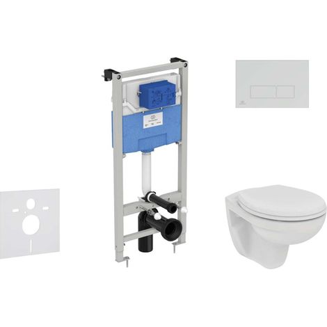 Ideal Standard ProSys - Set con modulo di installazione, vaso e copriwater Eurovit, placca di comando Oleas M2, Rimless, SoftClose, cromo opaco ProSys120M SP50 (1/5)