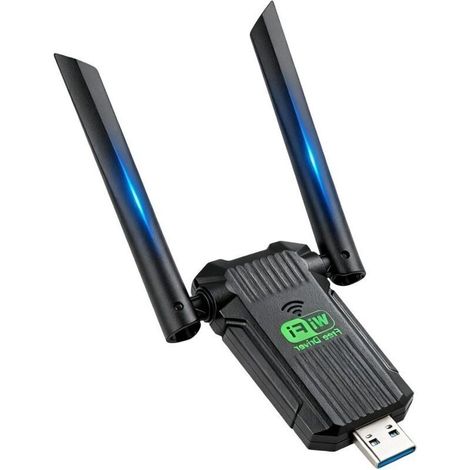 Clé USB WiFi Puissante AC 1300Mbps, Carte USB 3.0 Double Bande 2.4/5GHz Antenne Carte Dongle WiFi 5dBi Longue Portée, Adaptateur Double Antenne pour PC Laptop, Compatible avec Windows 11/10/8/7/XP (1/5)