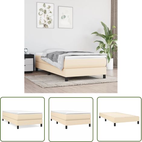 The Living Store Cadre de lit sans matelas crème 90x200 cm tissu - Cadre De Lit - Lit Simple - Lit Crème - Lit Tissu - Meubles Chambre À Coucher (1/5)