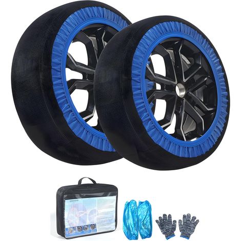 Lot de 2 paires de chaussettes à neige pour pneus - Chaînes à neige en textile assurant la stabilité en hiver (1/5)