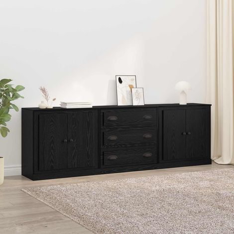 vidaXL  Sideboards  3 pcs Black Oak 210 x 35.5 x 67.5 cm Engineered Wood