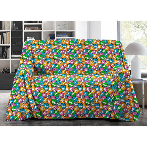 Telo Arredo Granfoulard Copritutto Salvadivano 100% Cotone Disegno Emoji, misuraSingolocoloreEmoji (1/5)