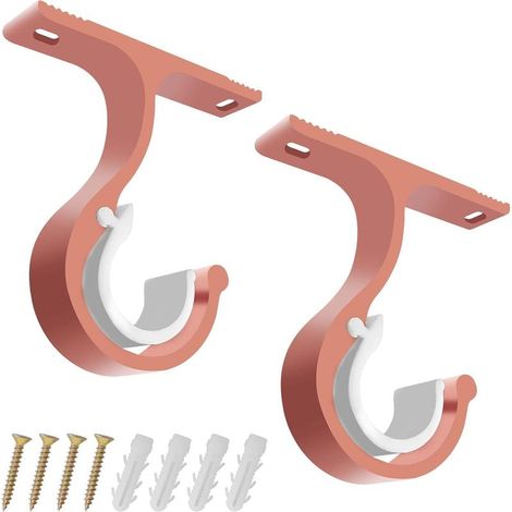 Jeu de 2 supports de tringles à rideaux (or rose), diamètre 25-28 mm supports de tringles à rideaux en aluminium robuste pour rideaux ou armoires (1/5)