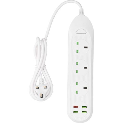 Multiprise 3000W avec ports USB, multiprise multifonction prise UK 110-250V, bloc multiprise rallonge chargeur USB, adaptateur secteur UK. (1/5)