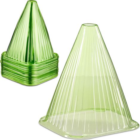 Relaxdays Protezioni per Piante, Set da 80 Coni Protettivi Antilumaca e Anti Gelo, HxLxP: 22 x 19 x 19 cm, in PVC, Verde