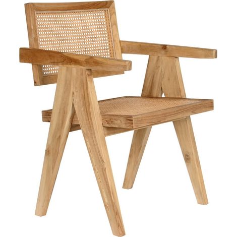Chaise de cuisine élégante en rotin et teck naturel - Teck et rotin naturel (1/5)