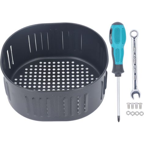 Panier de friture pour friteuse à air 5,5L Toivize Acier inoxydable antiadhésif Noir Compatible universel facile à nettoyer (1/5)