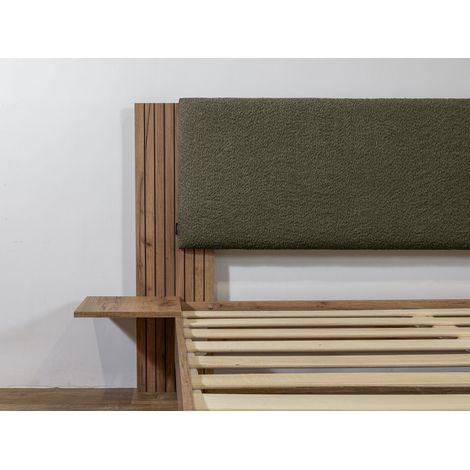 BOBOCHIC - Lit LIOR lattes massives pieds en bois naturel 160x200 Vert (1/5)