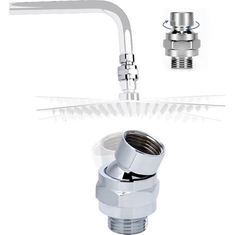 Extension de pommeau de douche pivotant à 360 ° - Connecteur de tête pour G 1/2 - Universel - Bras de douche et pommeau de douche - Argent (1/5)