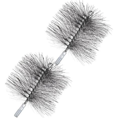 Lot de 2 brosses cheminée rondes pouces avec poils en fil d'acier (1/5)