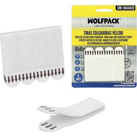 Bandes adhésives avec velcro 16 x 55 mm - Blister 4 unités