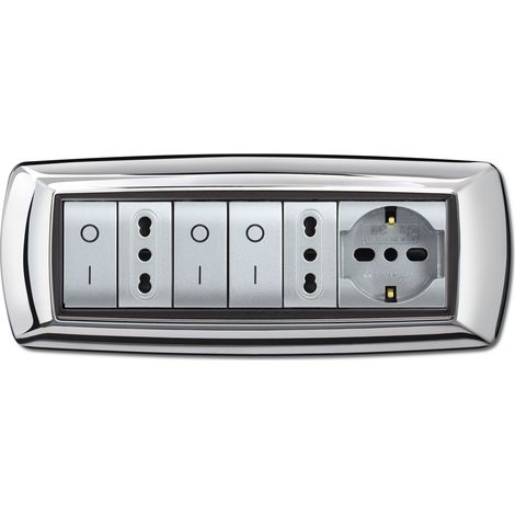 Placca placchetta per interruttore elettrico 7 Posti - Cromo ECL2987CR (1/2)