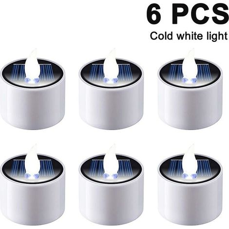 6 Pcs Solar Lantern Tealights Rechargeable Flickering Electronic Solar Led Lamp Night Light Solar Powered Candle Flameless For Outdoor Cool style flash white