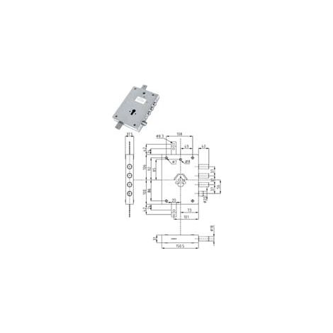 SERRATURA TRIPLICE APPLICARE CIL. EUROPEO CON SCROCCO BLIND. HEAVY- - mm.73 (IMB NE43 7) reversibile in busta - 1 pezzi DIERRE