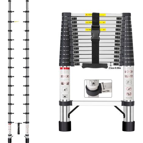 Scala telescopica in acciaio ad alta resistenza, portata 150 kg, lunghezza 4,4 m. (1/2)