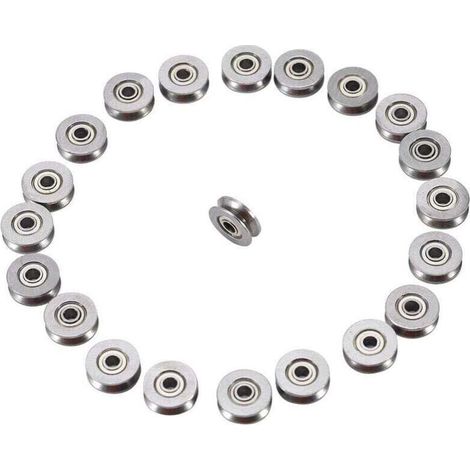 20pcs V623ZZ Miniature Steel V-Groove Guide Pulley Rail Ball Bearing 3x12x4mm for Linear Rail Motion System (1/5)